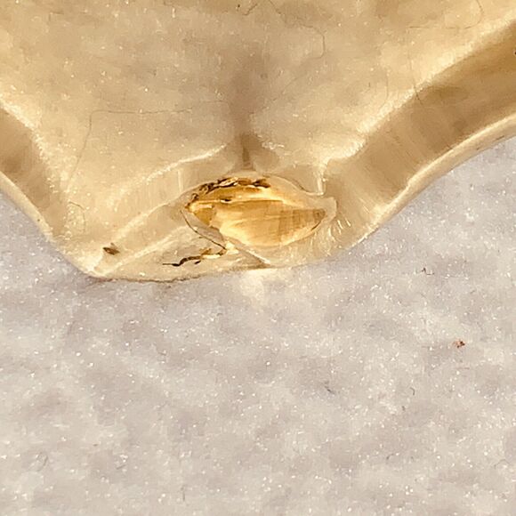 MCM Vtg Hand-Blown Amber Glass Yellow Vase Folded Open Top Pedestal Much Detail - Picture 15 of 16